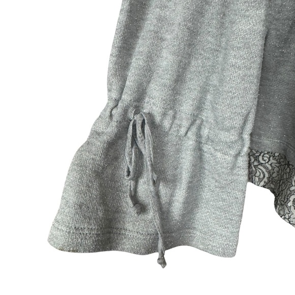 Democracy Heather Gray Lace Detail Sweater Top XL - Picture 4 of 8